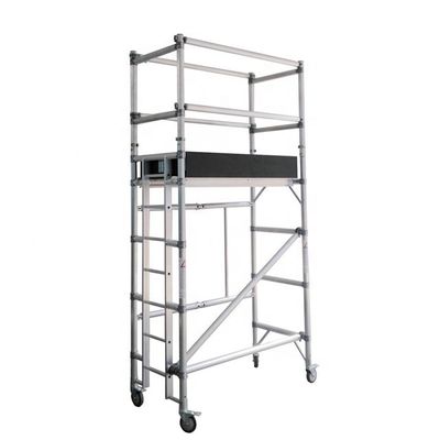 Harga yang bagus Silver Aluminium Scaffold Tower Customized Mobile Folding Scaffolding Tower on line