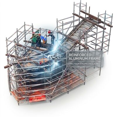 Harga yang bagus Menara Perancah Aluminium Dalam Ruangan Lebar 0,6m Platform Akses Profil Ultra-Ramping dengan Penyangga Penstabil untuk Ruang Sempit on line