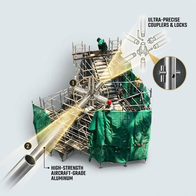 Harga yang bagus Perancah Aluminium Lipat Kompak Desain Lipat Penyimpanan Hemat Ruang Platform Kerja Bergerak Cepat Terpasang on line
