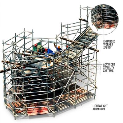 Harga yang bagus Menara Perancah Aluminium Interlock Push-Fit Perakitan Bebas Alat Tidak Perlu Palu Platform Akses Sambungan Cepat EN1004 on line